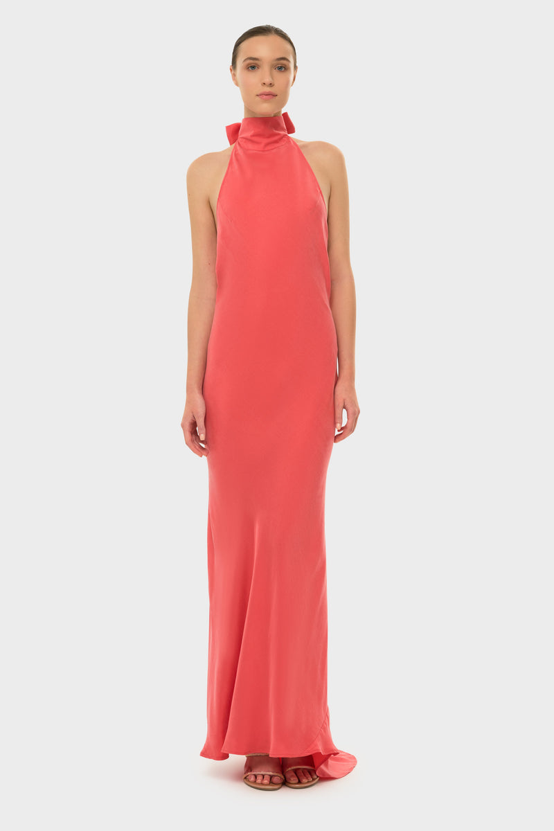 Coral AquaFlora Halter Neck Slip Dress