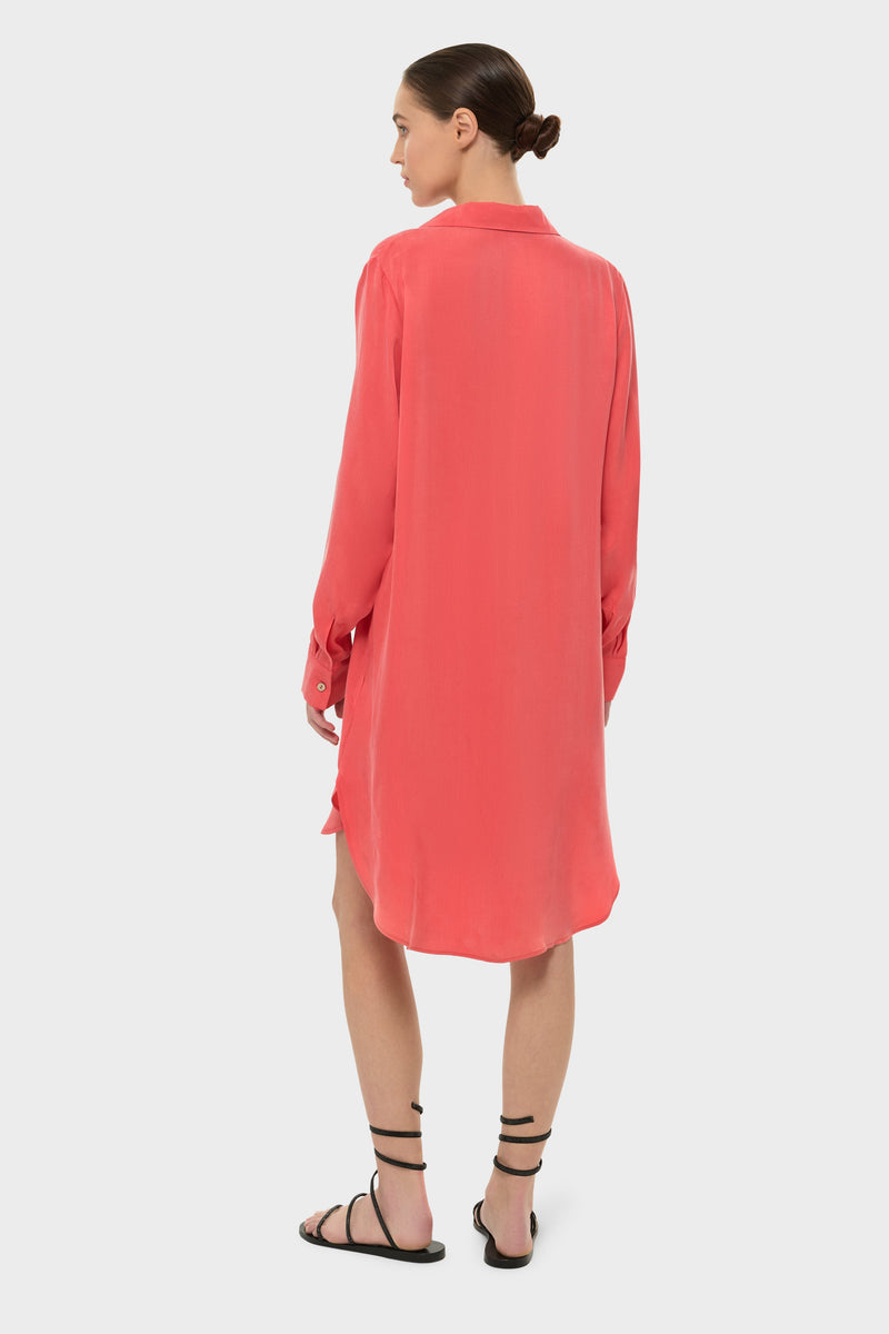 Coral AquaFlora Button Down Shirt Dress