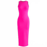 OLA Recycled Midi Dress in Dragonfruit Pink
