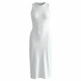 OLA Ecovero Rib Midi Dress in Off White