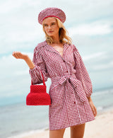 PETITE NAGA Macrame Bucket Bag in Scarlet Red