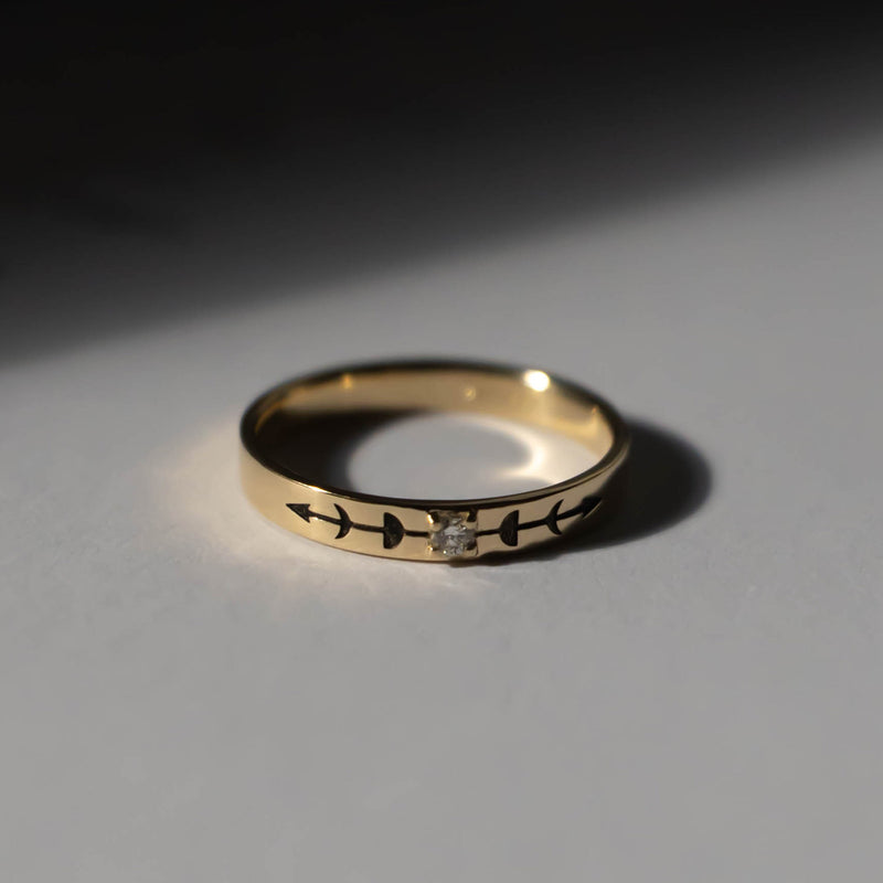 Moon Phases Ring - 14k Yellow Gold