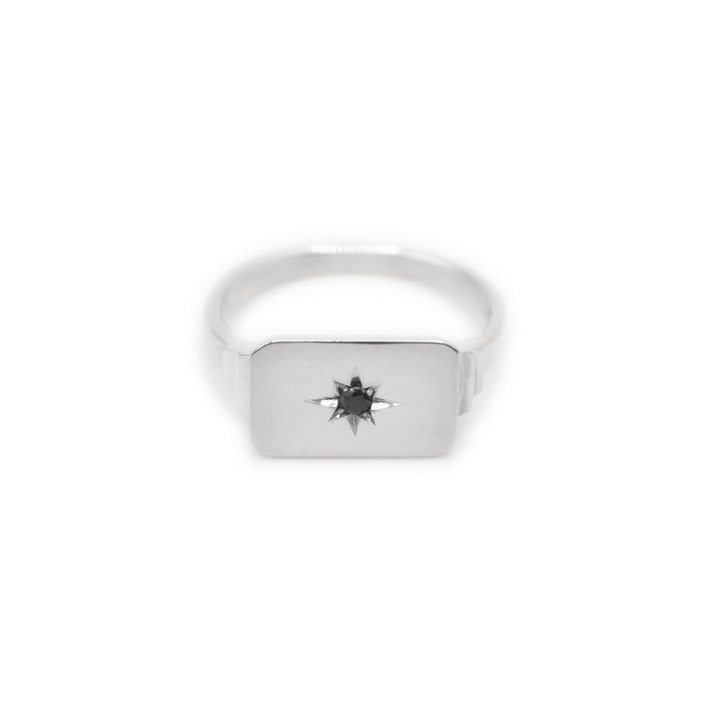 Keepsake North Star Rectangle Signet Ring  - Sterling Silver