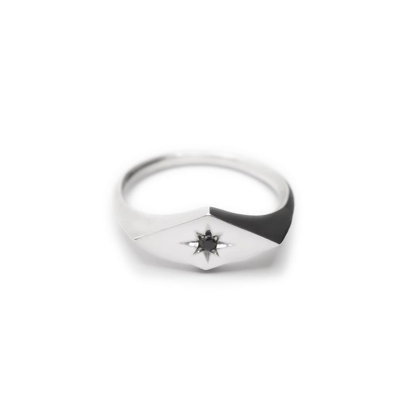 Rhombus North Star Signet Ring - Sterling Silver