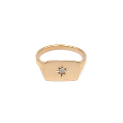 Keepsake North Star Signet Ring Lectangle - 14k Yellow Gold