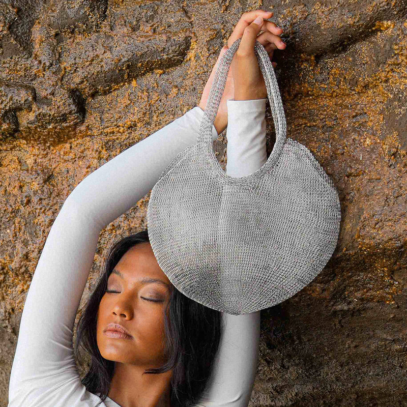Sol Wire Tote Bag In Silver