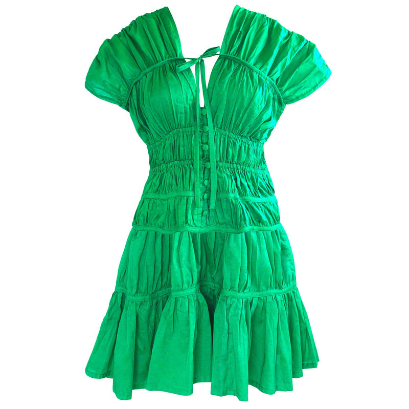 SRIKANDI Ruffle Dress in Kelly Green