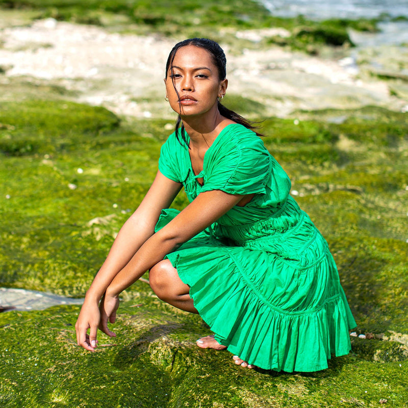 BrunnaCo | Srikandi Ruffle Dress in Kelly Green Medium / Green BrunnaCo | Srikandi Ruffle Dress in Kelly Green Medium / Green