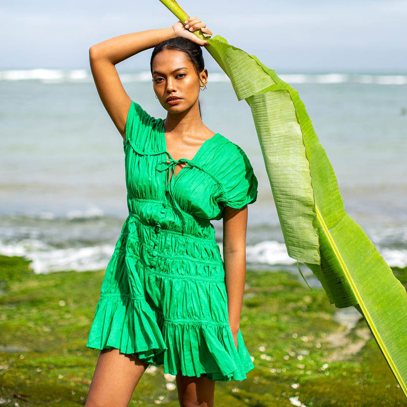 BrunnaCo | Srikandi Ruffle Dress in Kelly Green Medium / Green BrunnaCo | Srikandi Ruffle Dress in Kelly Green Medium / Green