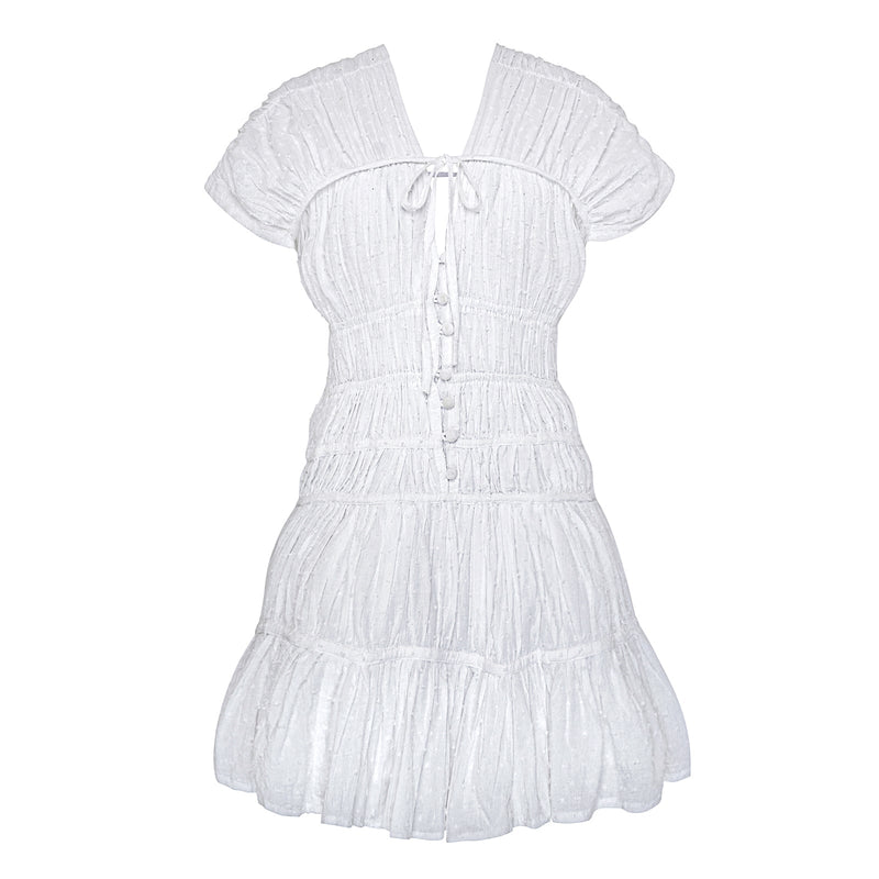 SRIKANDI Mini Ruffle Dress in White