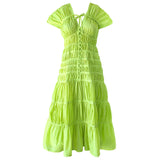 SRIKANDI Ruffle Maxi Dress in Lime Green