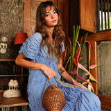 SRIKANDI Ruffle Maxi Dress in Princess Blue