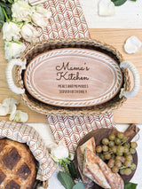 Bread Warmer & Basket Gift Set With Tea Towel - Mom Oval