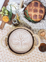 Bread Warmer & Basket Gift Set With Tea Towel - Tree of Life Round
