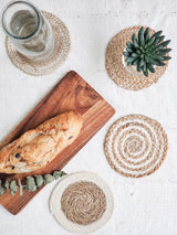 Natural Coaster Trivet Gift Set With Heart Pouch