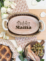 Bread Warmer & Basket Gift Set With Tea Towel - Mom Oval