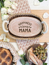 Bread Warmer & Basket Gift Set With Tea Towel - Mom Oval