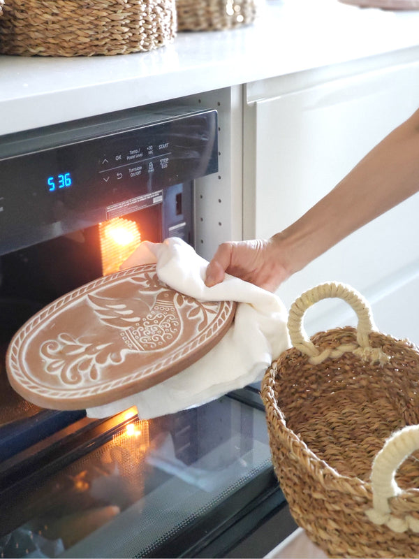 Bread Warmer & Basket Gift Set With Tea Towel - Bird Oval
