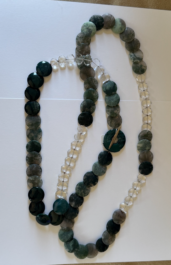 Agate Rock Crystal Moss Agate Hematite Necklace