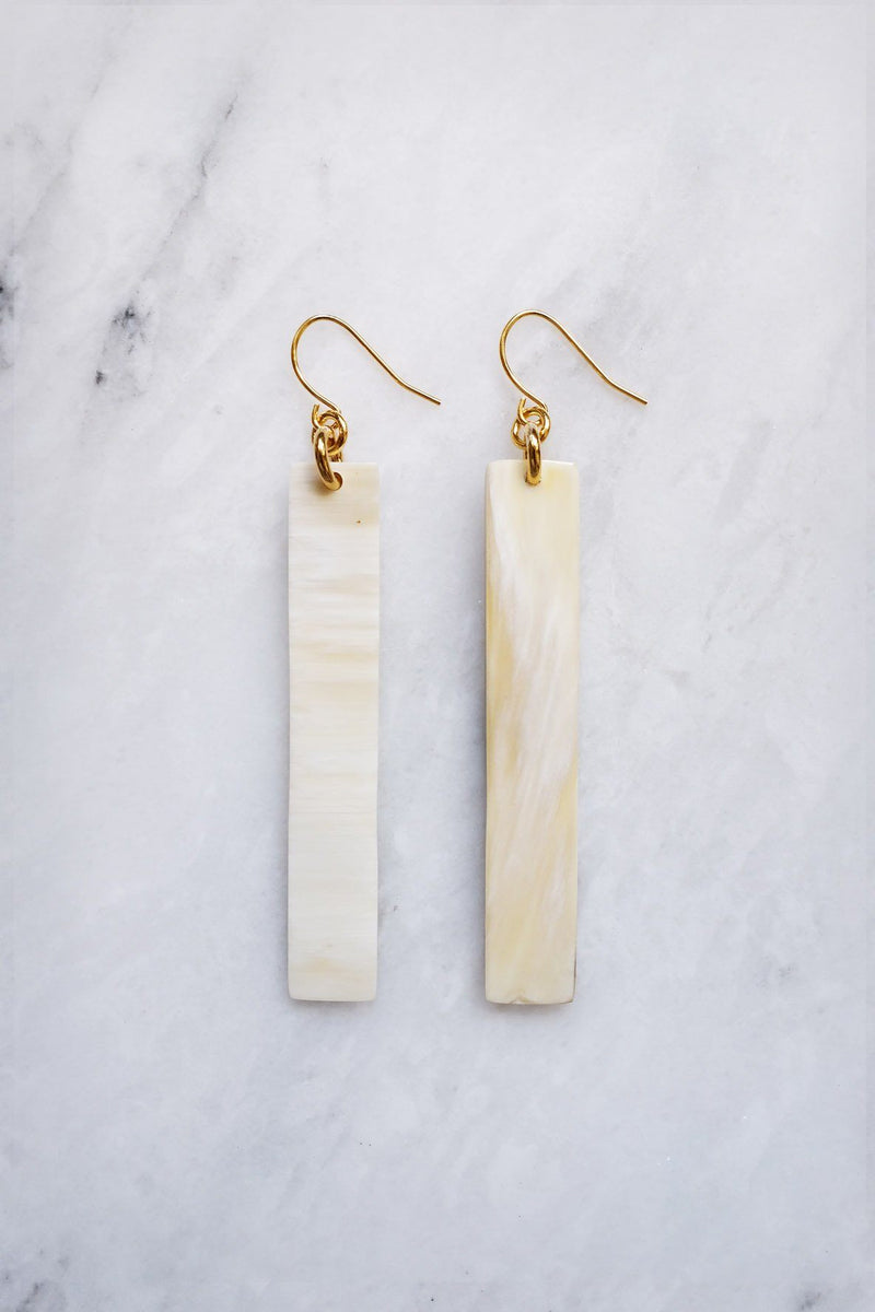 Tinh 16K Gold-Plated Brass Buffalo Horn Minimalist Bar Earrings