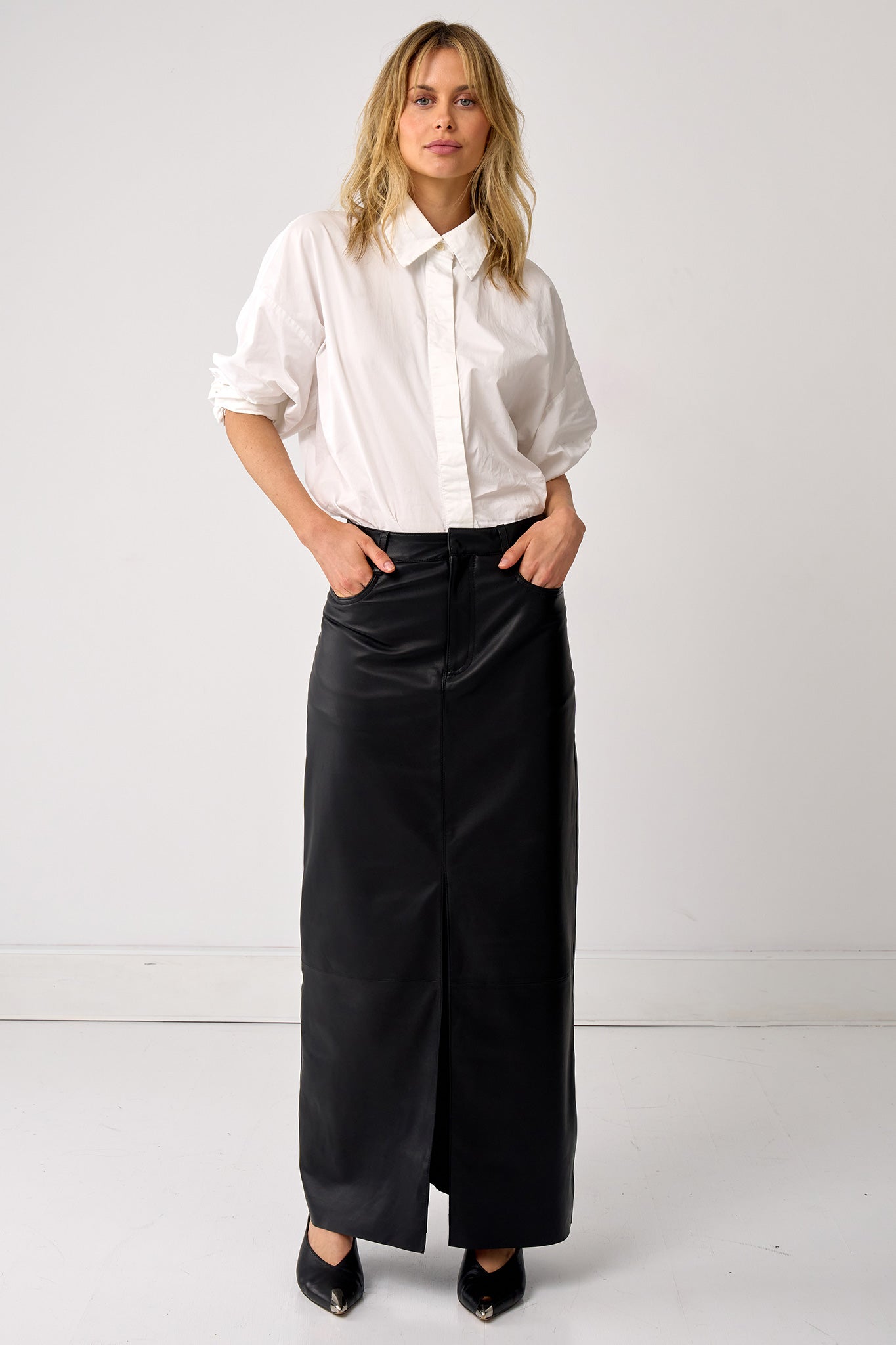 West 14th | Mercer Maxi Skirt Black Leather | ourCommonplace