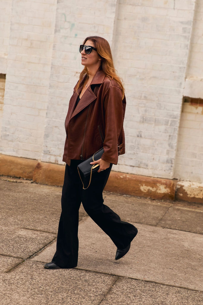 West 14th | New Yorker Oversized Motor Jacket – Vintage Chocolate