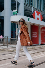 Rockefeller A-Line Leather Skirt Orche Leather