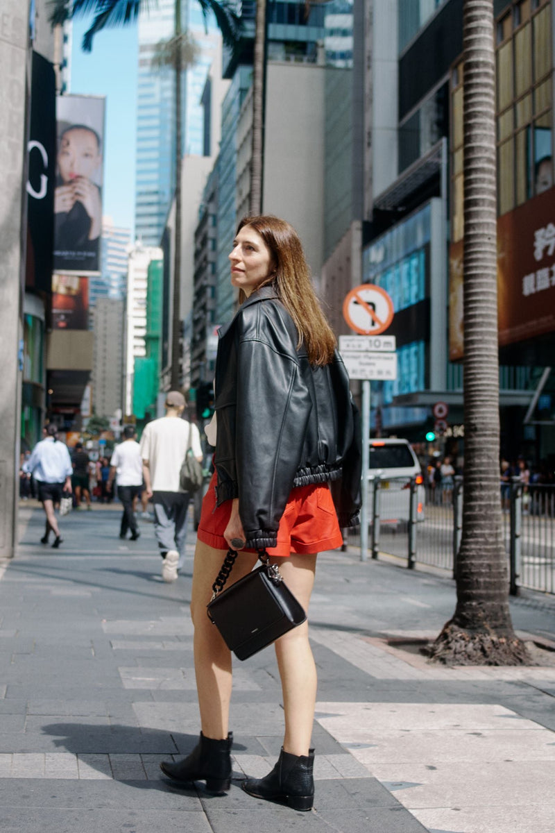 Sullivan Paperbag Short Red Leather