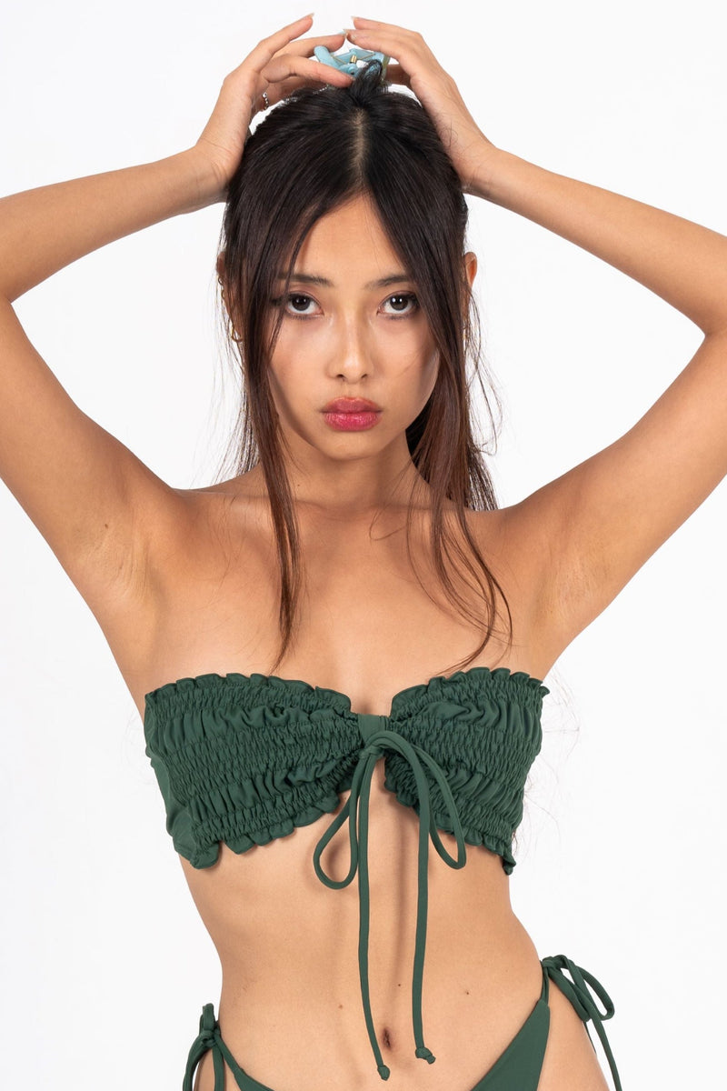 Ziemia Ruched Bikini Top Moss