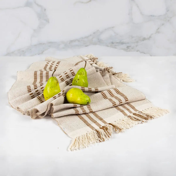Neutral Amber Brown Handwoven Table Runner