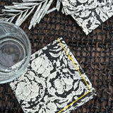 Black Floral Cocktail Napkins – Set of 4