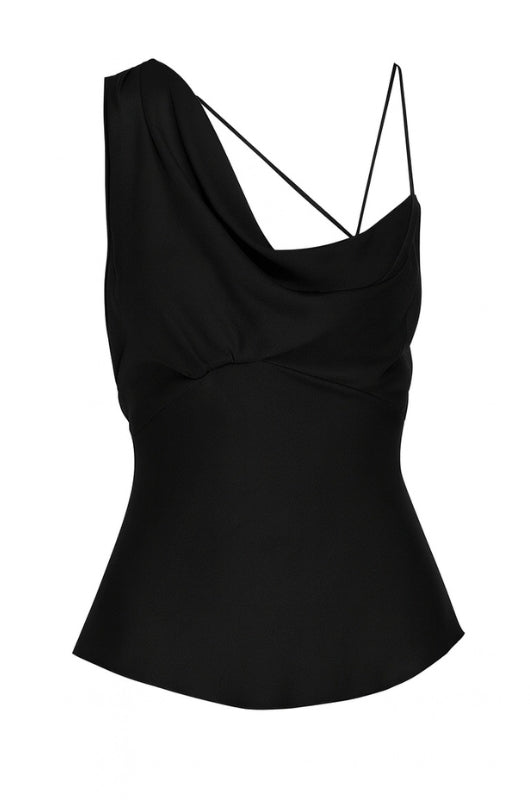 THALIA Draped Satin Blouse