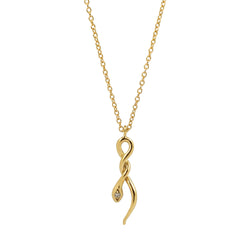 Snake Necklace With Diamond - 14k Yellow Gold