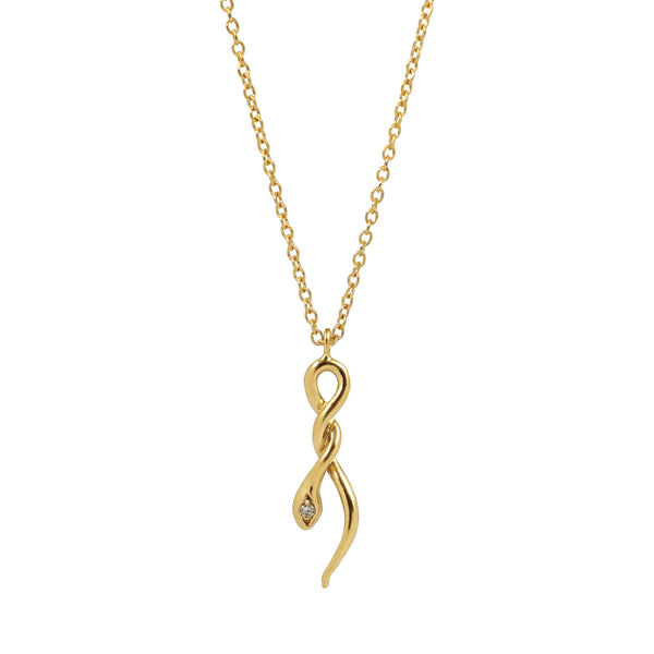Snake Necklace With Diamond - 14k Yellow Gold