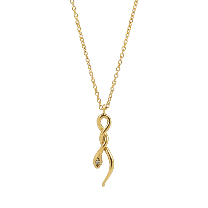 Snake Necklace With Diamond - 14k Yellow Gold