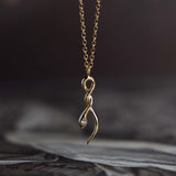 Snake Necklace With Diamond - 14k Yellow Gold