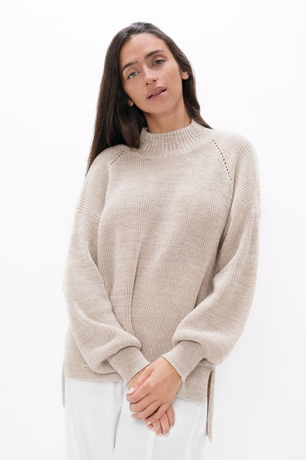 Ottawa - High Neck Sweater - Sand Marl