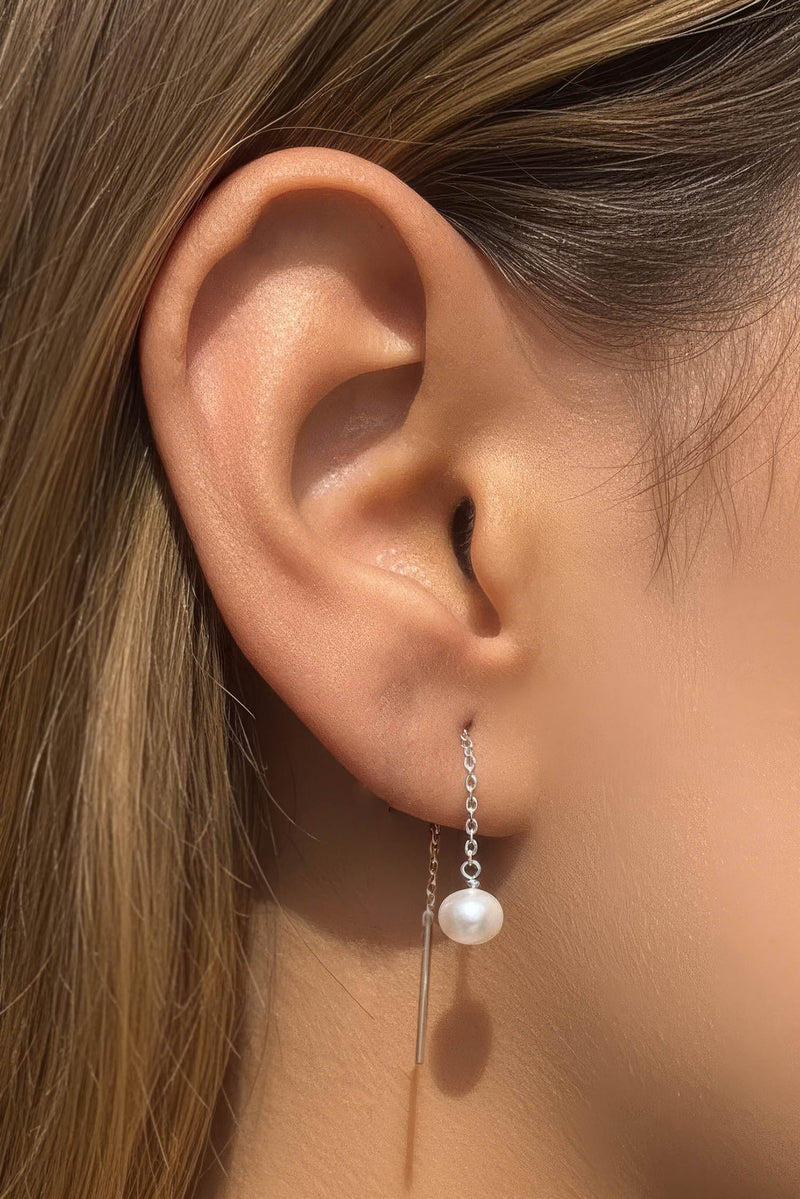 Paloma Pearl Threaders Silver