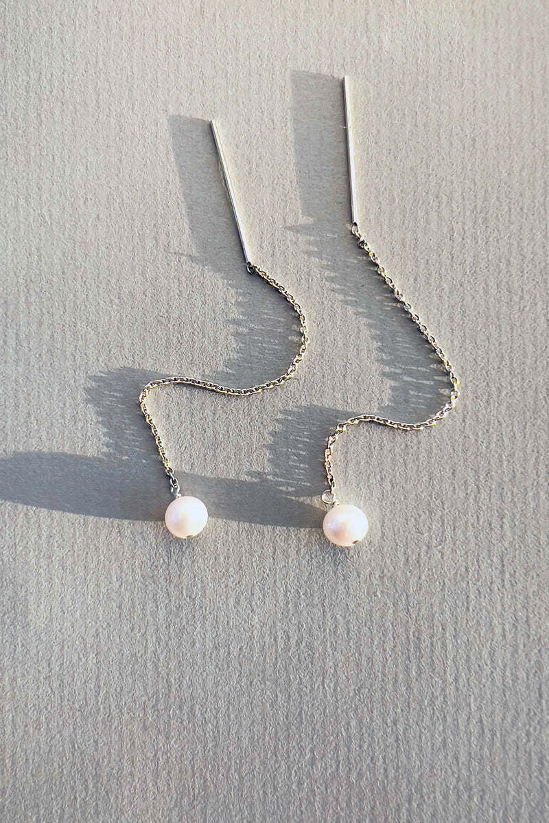 Paloma Pearl Threaders Silver