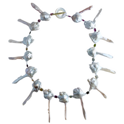 18k Gold Key Pearl Necklace