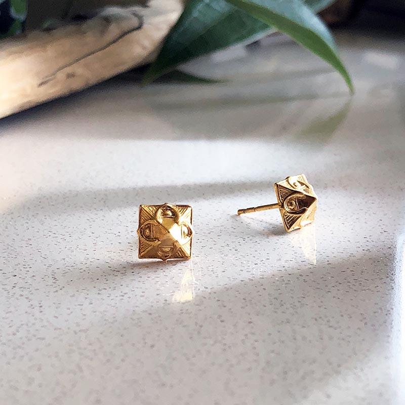 Astor Orion Pyramid Studs Gold ourCommonplace