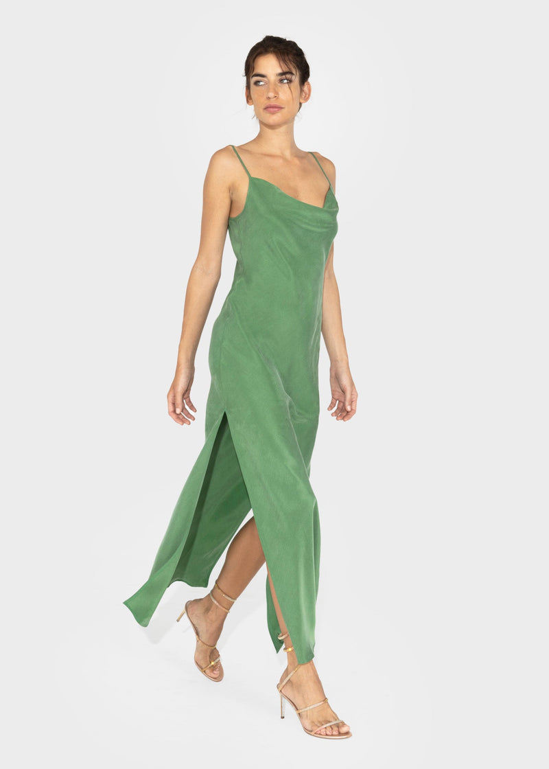 Moss Charlotte Slip Dress | Sustainable Vegan Silk | niLuu M Moss Charlotte Slip Dress | Sustainable Vegan Silk | niLuu M