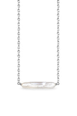 Maris Pearl Bar Necklace in Silver