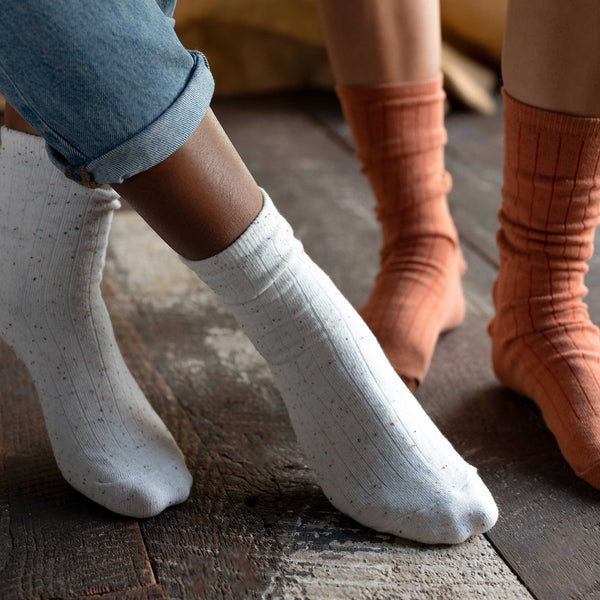 Cotton Mid Sock Ivory Multicolor Marl - ourCommonplace