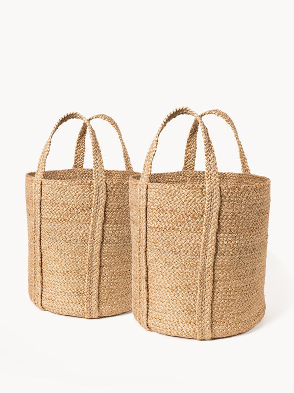 Kata Basket With Handle - Natural (Set Of 2) - ourCommonplace