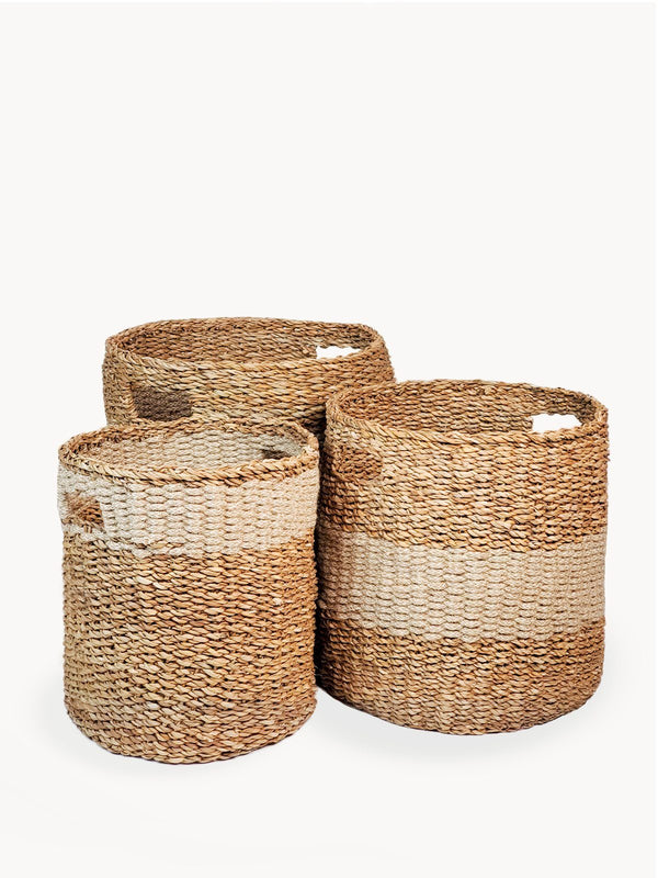 Savar Hamper Basket With Handle - Natural (Set Of 3) - ourCommonplace