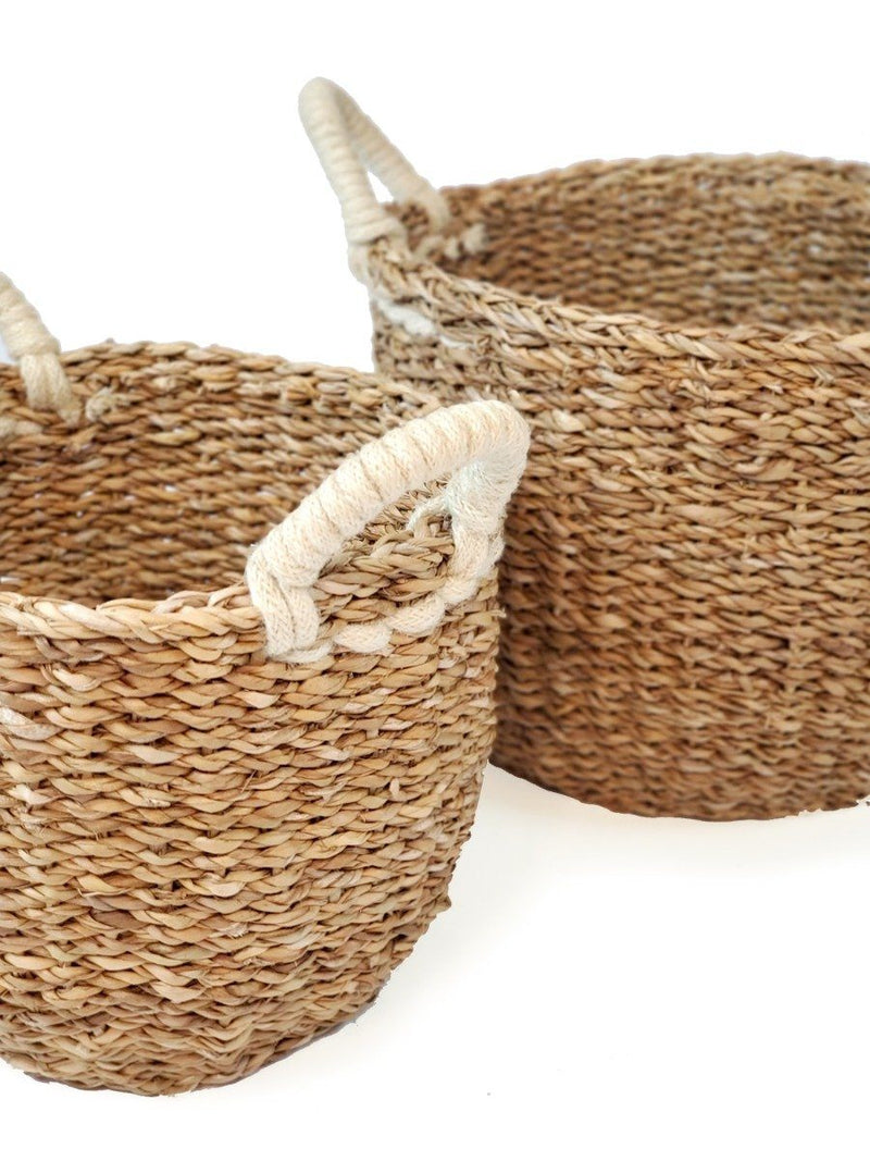 Savar Basket With White Handle (Set Of 2) - ourCommonplace