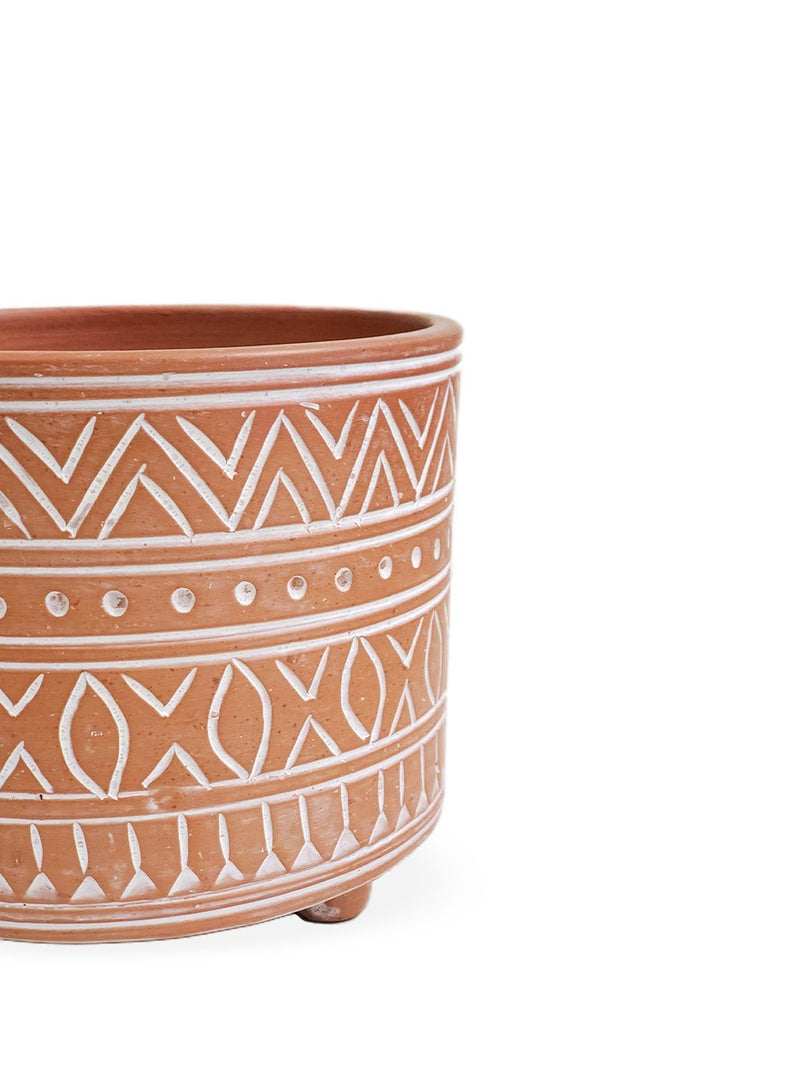 Hand Etched Terracotta Pot - Small - ourCommonplace