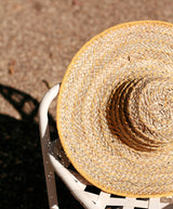 Yellow Balinese Pecatu Wide Round Straw Hat - ourCommonplace