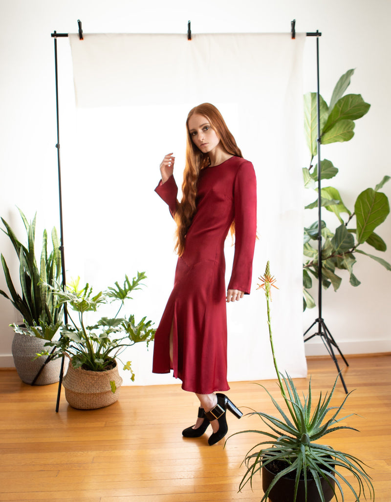 Nina Dress / Scarlet Red Silk - ourCommonplace